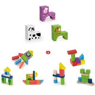 Viga Toys - Building Blocks in a Drum - Farm - 50 pieces